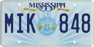 MS license plate MIK848