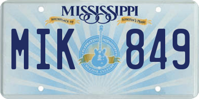 MS license plate MIK849