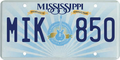 MS license plate MIK850