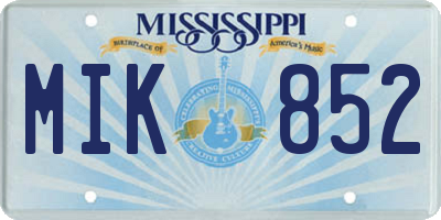 MS license plate MIK852