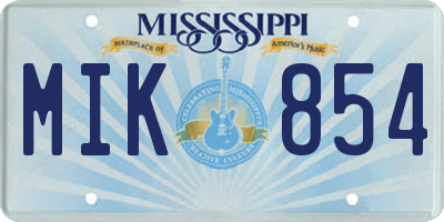 MS license plate MIK854