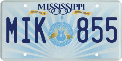 MS license plate MIK855