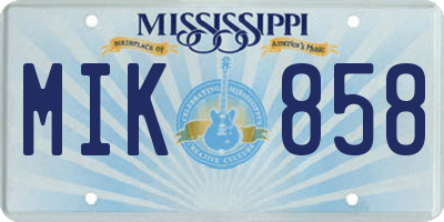 MS license plate MIK858