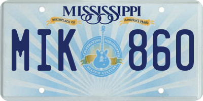 MS license plate MIK860