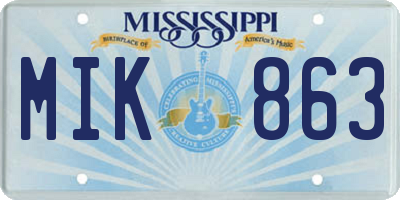 MS license plate MIK863