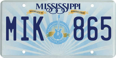 MS license plate MIK865