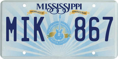 MS license plate MIK867