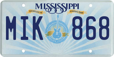 MS license plate MIK868