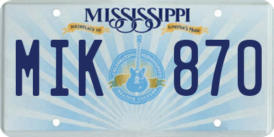 MS license plate MIK870