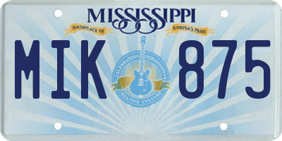 MS license plate MIK875