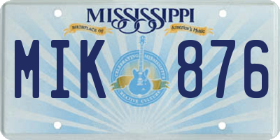 MS license plate MIK876
