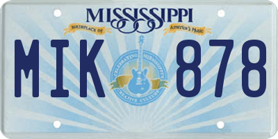 MS license plate MIK878