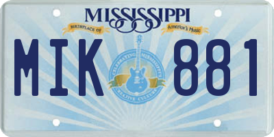 MS license plate MIK881