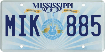 MS license plate MIK885
