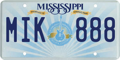 MS license plate MIK888