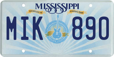 MS license plate MIK890