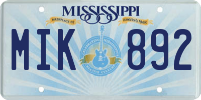 MS license plate MIK892