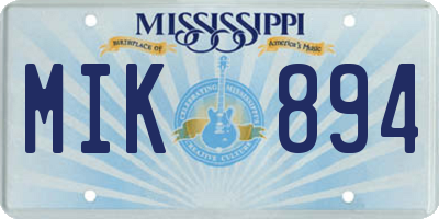 MS license plate MIK894