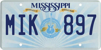 MS license plate MIK897