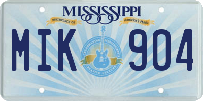 MS license plate MIK904