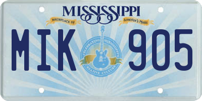 MS license plate MIK905