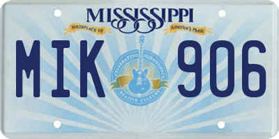 MS license plate MIK906