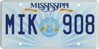 MS license plate MIK908