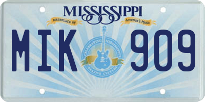MS license plate MIK909
