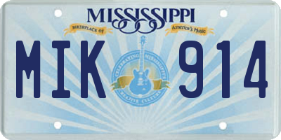 MS license plate MIK914