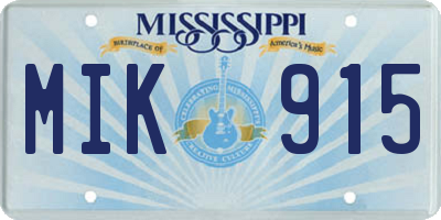 MS license plate MIK915