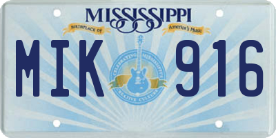 MS license plate MIK916