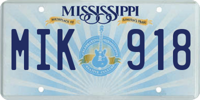 MS license plate MIK918