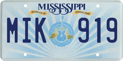 MS license plate MIK919