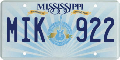 MS license plate MIK922