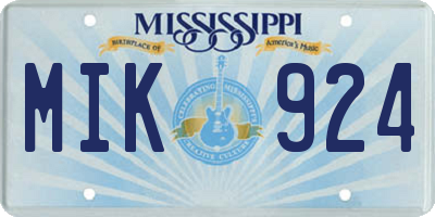 MS license plate MIK924