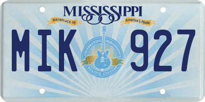 MS license plate MIK927