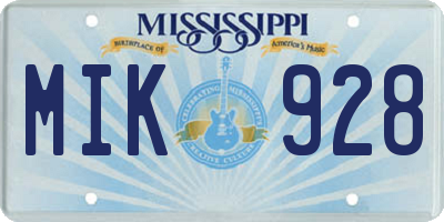 MS license plate MIK928