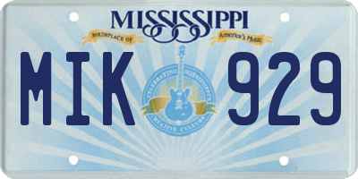 MS license plate MIK929