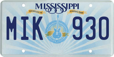 MS license plate MIK930