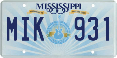 MS license plate MIK931