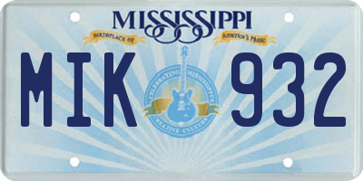 MS license plate MIK932