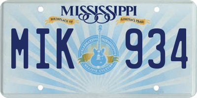 MS license plate MIK934