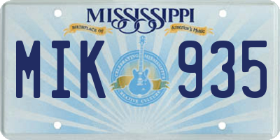 MS license plate MIK935