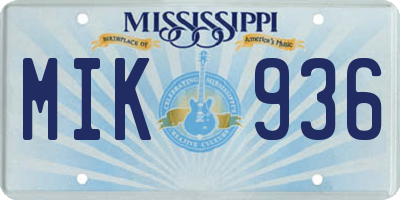 MS license plate MIK936