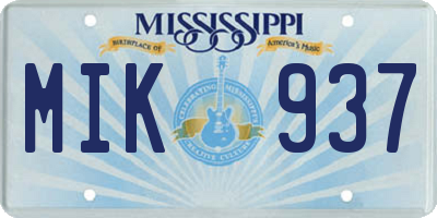 MS license plate MIK937