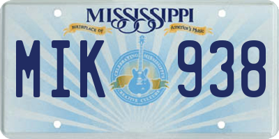 MS license plate MIK938