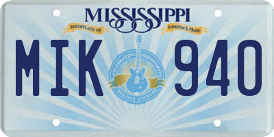 MS license plate MIK940