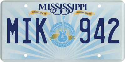 MS license plate MIK942