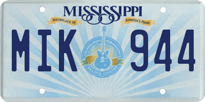 MS license plate MIK944