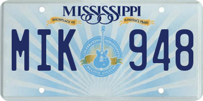 MS license plate MIK948